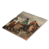 Storm aan de kust (door Rudolf Jordan) Tegeltje (Zijkant)