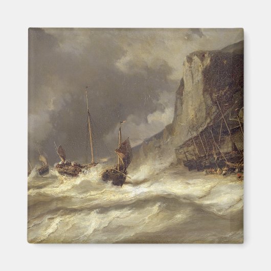 Storm aan de kust van Etretat, Normandië, 1851 Magneet (Voorkant)