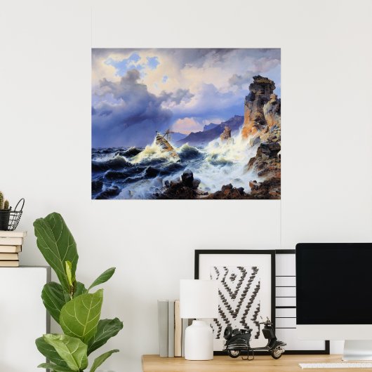 Storm at Sea off Norwegian Coast Poster (Thuiskantoor)