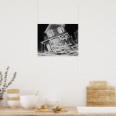 Storm beschadigd huis, 1914. Oude foto Poster (Keuken)