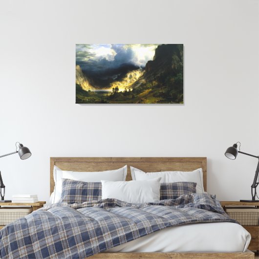 Storm Bierstadt in het Rocky-gebergte Canvas Afdruk (Insitu (Slaapkamer))