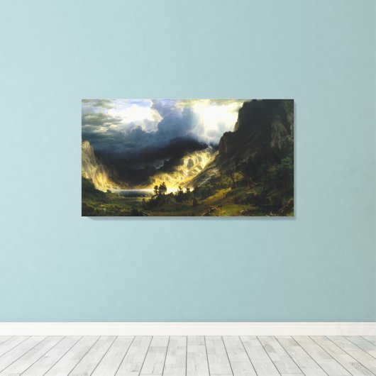 Storm Bierstadt in het Rocky-gebergte Canvas Afdruk (Insitu (Houten vloer))