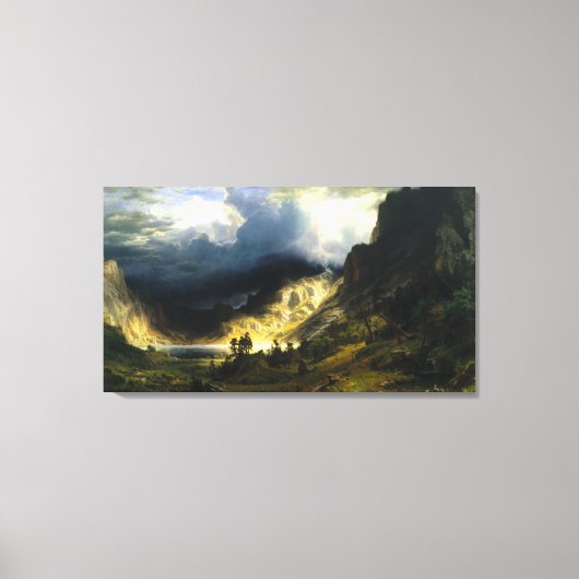 Storm Bierstadt in het Rocky-gebergte Canvas Afdruk (Voorkant)