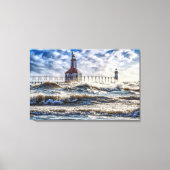 Storm bij de vuurtoren van St Joseph Canvas Afdruk (Voorkant)