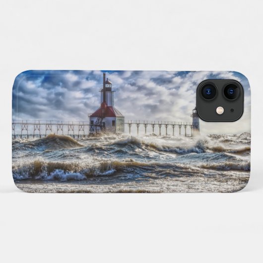 Storm bij de vuurtoren van St Joseph Case-Mate iPhone Case (Achterkant (horizontaal))