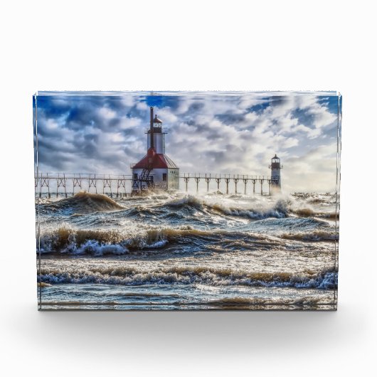 Storm bij de vuurtoren van St Joseph Fotoblokken (Voorkant)