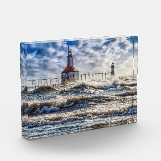 Storm bij de vuurtoren van St Joseph Fotoblokken (Links)