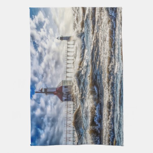 Storm bij de vuurtoren van St Joseph Theedoek (Verticaal)