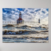 Storm bij het Poster van St. Joseph Lighthouse (Voorkant)