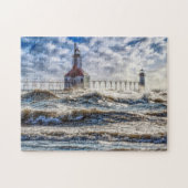 Storm bij S Joseph Lighthouse Legpuzzel (Horizontaal)