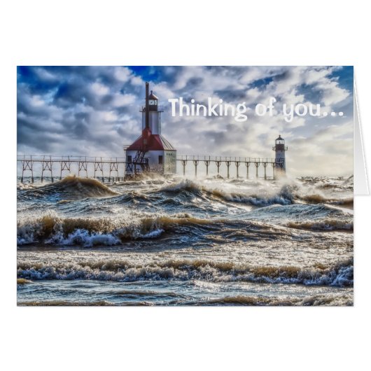 Storm bij St Joseph Lighthouse Denking of you Kaar (Voorkant Horizontaal)