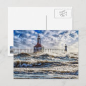 Storm bij St Joseph vuurtoren - Beterschap ansicht Briefkaart (Voorkant / Achterkant)