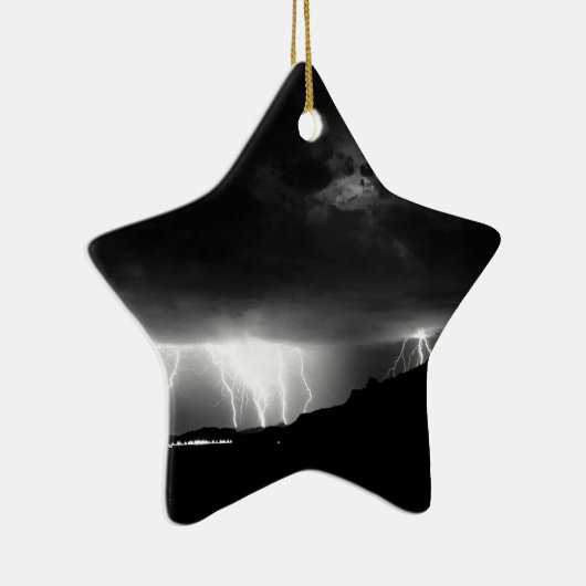 Storm bliksemstraal omlaag keramisch ornament (Rechts)