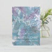 STORM BLUE WATERVERF HIBISCUS WEDING KAART (Staand voorkant)