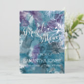 STORM BLUE WATERVERF HIBISCUS WEDING KAART (Staand voorkant)