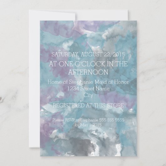 STORM BLUE WATERVERF HIBISCUS WEDING KAART (Achterkant)