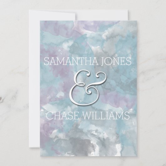 STORM BLUE WATERVERF HIBISCUS WEDING SAVE THE DATE (Achterkant)