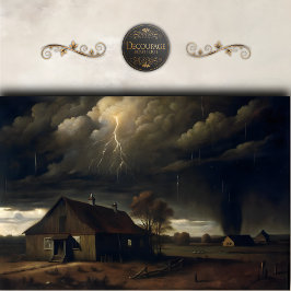 Storm boven boerderij decoupage tissuepapier