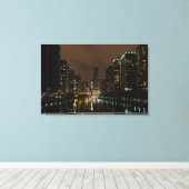 Storm breekt over Chicago Canvas Afdruk (Insitu (Houten vloer))