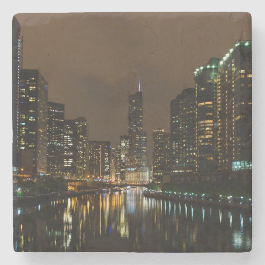 Storm breekt over Chicago Stenen Onderzetter (Voorkant)