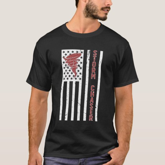 Storm Chaser Amerikaanse vlag Storm Chasing Tornad T-shirt (Voorkant)