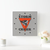 Storm Chaser Tornado en Rode driehoek Vierkante Klok (Huis)