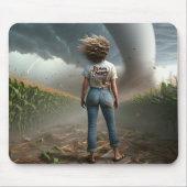 Storm Chaser Vrouw Kijkt Een Tornado Muismat (Voorkant)
