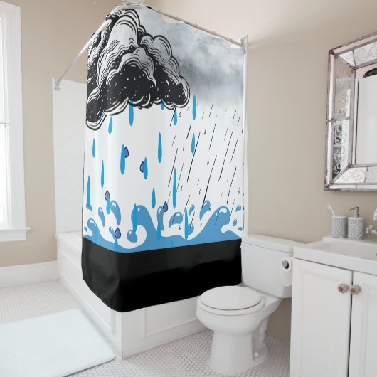 Storm Cloud Shower Curtain – Artistic Rain & Splas Douchegordijn (In situ)