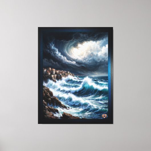 Storm door een mediterrane kust AI Art van Xendor7 Canvas Afdruk (Voorkant)