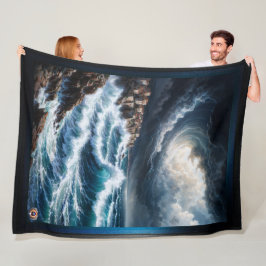 Storm door een mediterrane kust AI Art van Xendor7 Fleece Deken