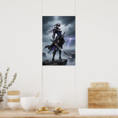 Storm Edge – geblinddoekt Cyber Warrior-Poster Poster (Keuken)