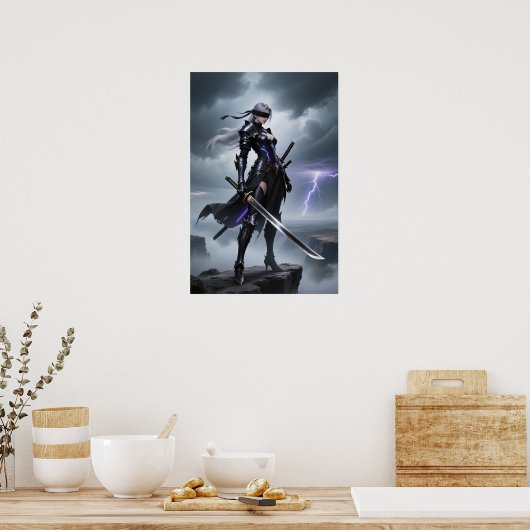 Storm Edge – geblinddoekt Cyber Warrior-Poster Poster (Keuken)