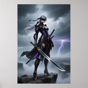 Storm Edge – geblinddoekt Cyber Warrior-Poster Poster