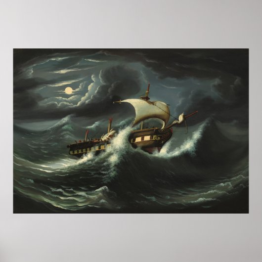 Storm Geworpen Fregat door Thomas Chambers Poster (Voorkant)