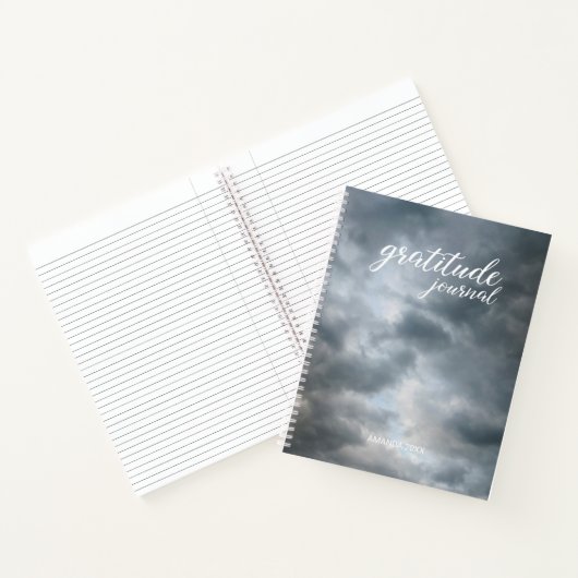 Storm Gratitude Journal Clouds Breaking met Name Notitieboek (Binnen)