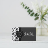 Storm Grey Estate Damask Calling Card /hu Contactkaartje (Staand voorkant)