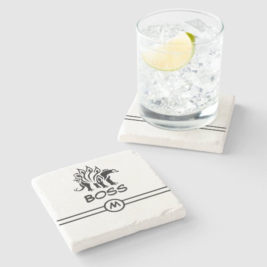 Storm Grey Stegosaurus Spiked Dinosaur Stenen Onderzetter (Zijkant)