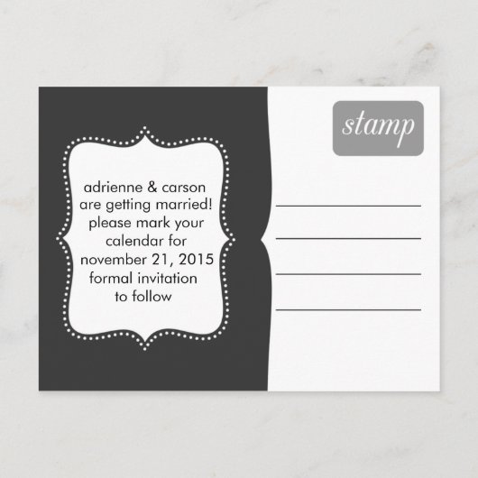 Storm Grey Sweet Beginnings Save the Date Foto Aankondigingskaart (Achterkant)