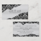 Storm grijs afgesneden Damask-interieurontwerp Visitekaartje (Voorkant / Achterkant)