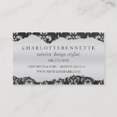Storm grijs afgesneden Damask-interieurontwerp Visitekaartje (Achterkant)