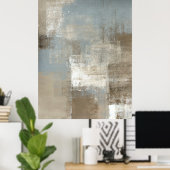 'Storm' Grijze en beige Abstract KunstPoster Afdru Poster (Thuiskantoor)