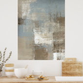 'Storm' Grijze en beige Abstract KunstPoster Afdru Poster (Keuken)