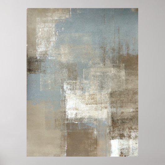 'Storm' Grijze en beige Abstract KunstPoster Afdru Poster (Voorkant)