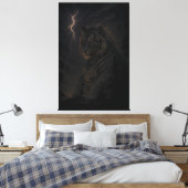Storm Guardian Tiger & Cub – Dark Fantasy Animal A Canvas Afdruk (Insitu (Slaapkamer))