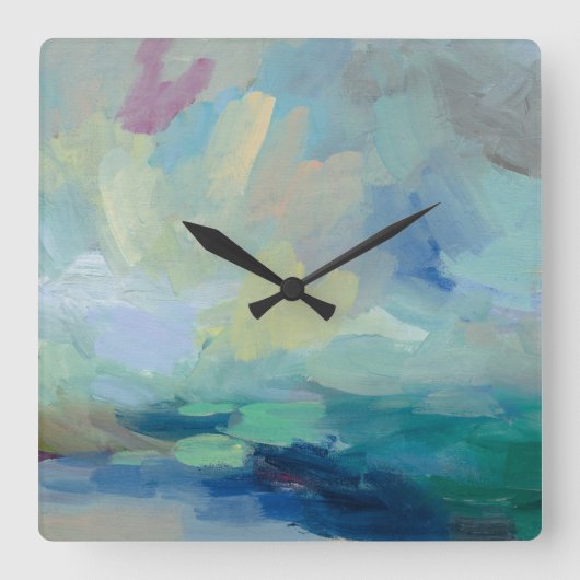 Storm I Abstract afdrukken | Silvia Vassileva Vierkante Klok (Voorkant)