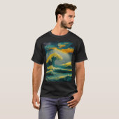 Storm in de oceaan, olieverf. t-shirt (Voorkant volledig)