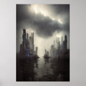 storm in de stad | AI Art Poster (Voorkant)