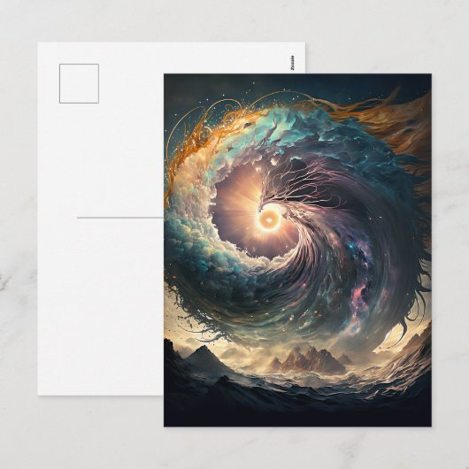 Storm in kleur op Zee - KunstBriefkaart Feestdagenkaart (Voorkant / Achterkant)