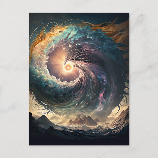 Storm in kleur op Zee - KunstBriefkaart Feestdagenkaart (Voorkant)