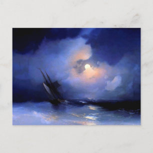 Storm in zee op een moonlit nacht door Ivan Aivazo Briefkaart